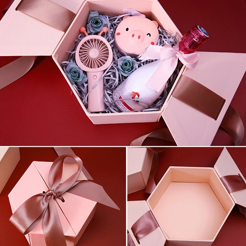 1 шт. Шестигранная Подарочная коробка с бантом Свадебная для конфет