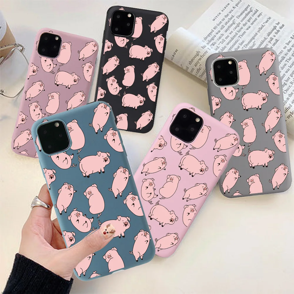 

Чехол для телефона iPhone 11, 6, 7, 8 Plus, 12, XR, XS, 11Pro Max, чехлы для iPhone SE 2021, мягкий, милый, розовый, свинья, цветной чехол