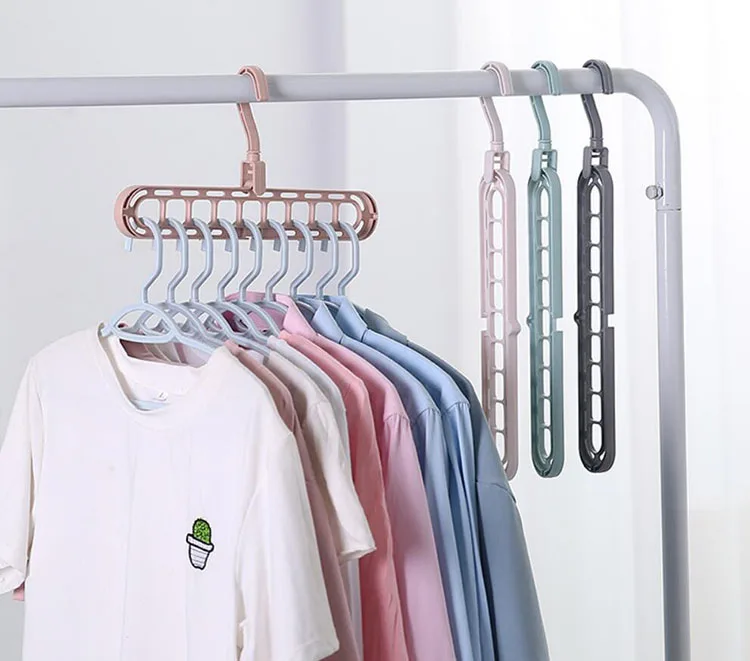 

Magic 9 Hole Folding Clothes Hanger Clothes Drying Rack Multifunction Clothes Hangers Home Wardrobe Storage Hangers