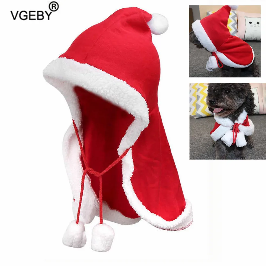 

Рождественская одежда, теплая одежда для собак и кошек, щенков, Санта-Клаус, красный шарф, шапка, милая накидка для собак, костюм для кошек, те...