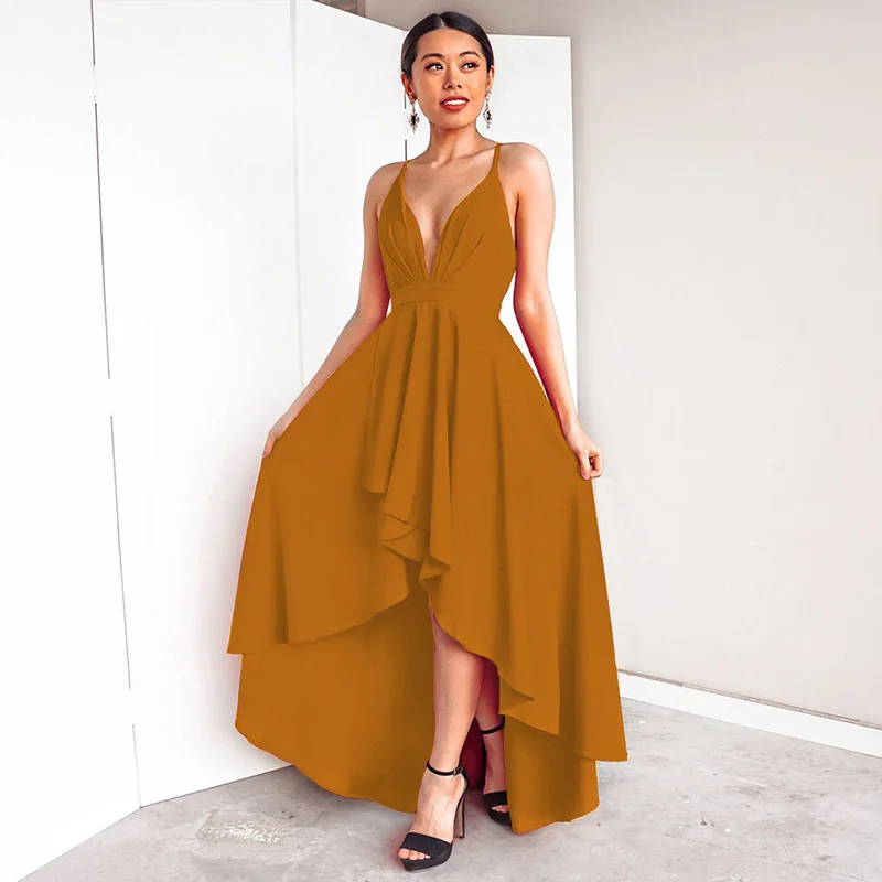 

New Summer Suspender Dresses Women's Oversize V-Neck Sexy Long Dress Lady Backless Bandage Party Dresses Female Clothing