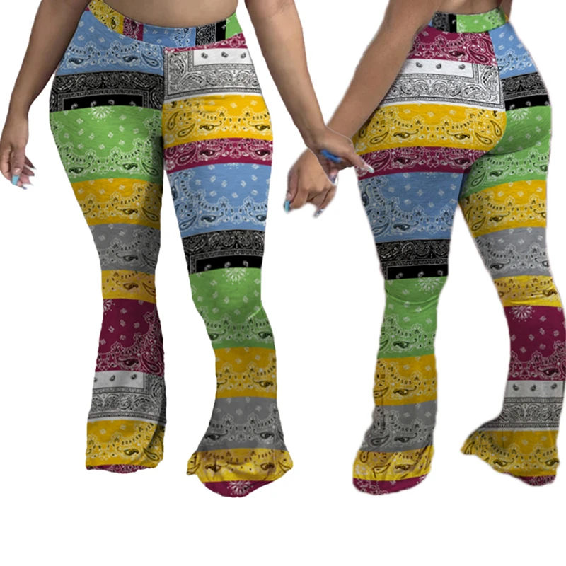 

Womens Casual Print Flared Pants