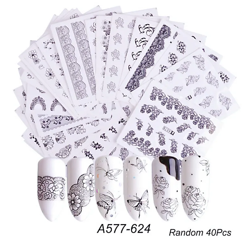 

Sticker set Designs Nail Stickers Gold and silver hot stamping stickers fruit Nail Art Transfer Decals Tattoos Sliders Manicure