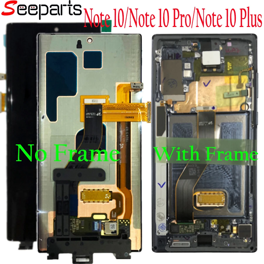 Для Samsung Galaxy Note 10 Lcd N970F N9700 с рамкой дисплей сенсорный экран дигитайзер для note10 + ЖК