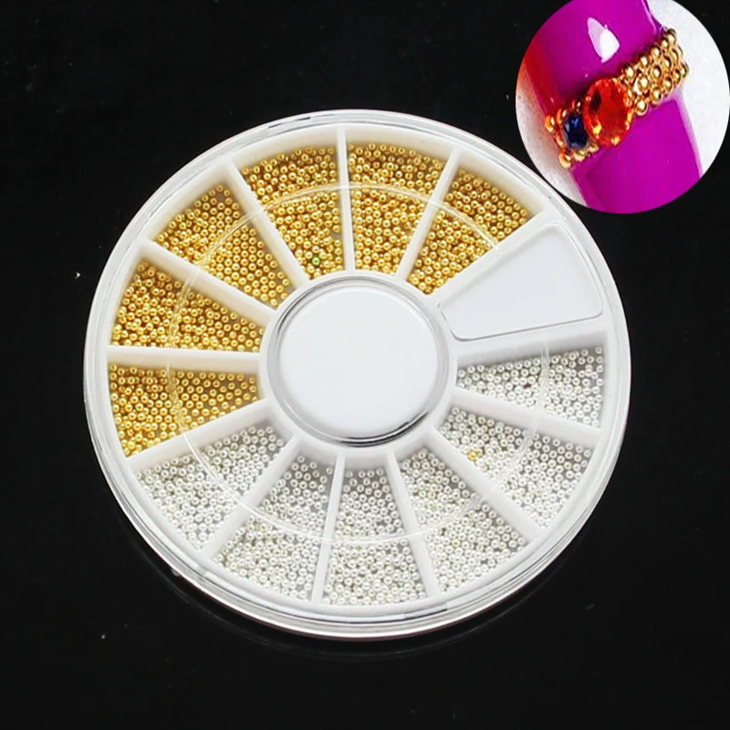 1 Wheel Nail Art Tiny Steel Caviar Beads 1mm 3D Pearl Ball Design Rose Gold Silver Metal Jewelry Manicure DIY Decorations VI-GT | Красота и