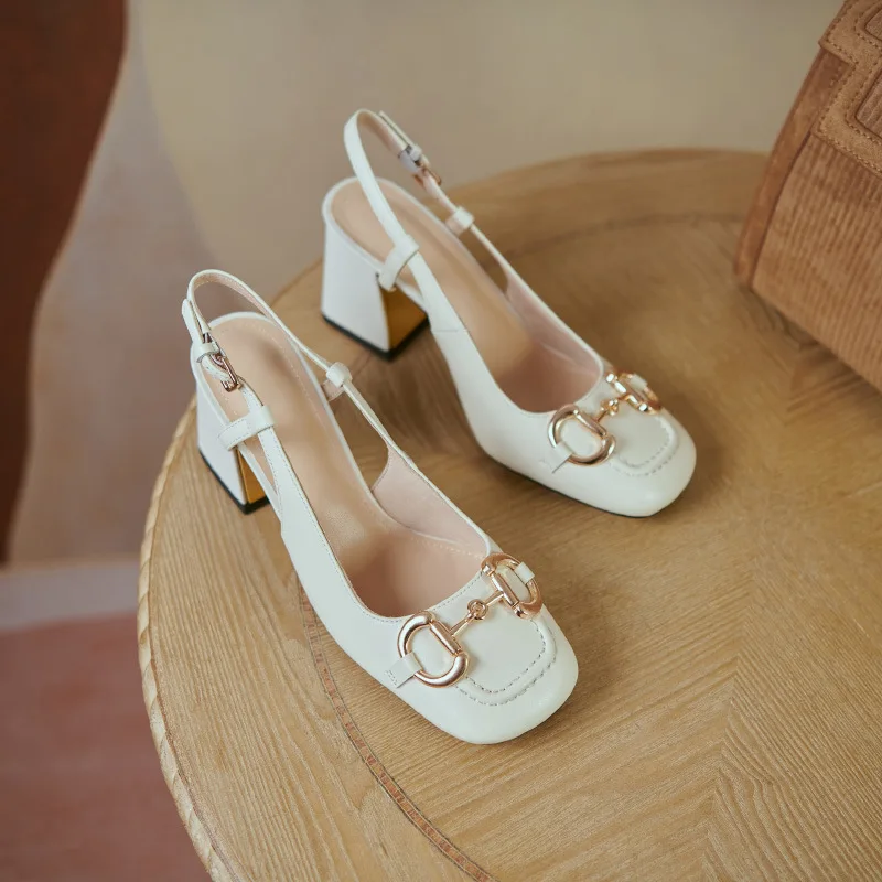 

French style Baotou thick heel sandals for women