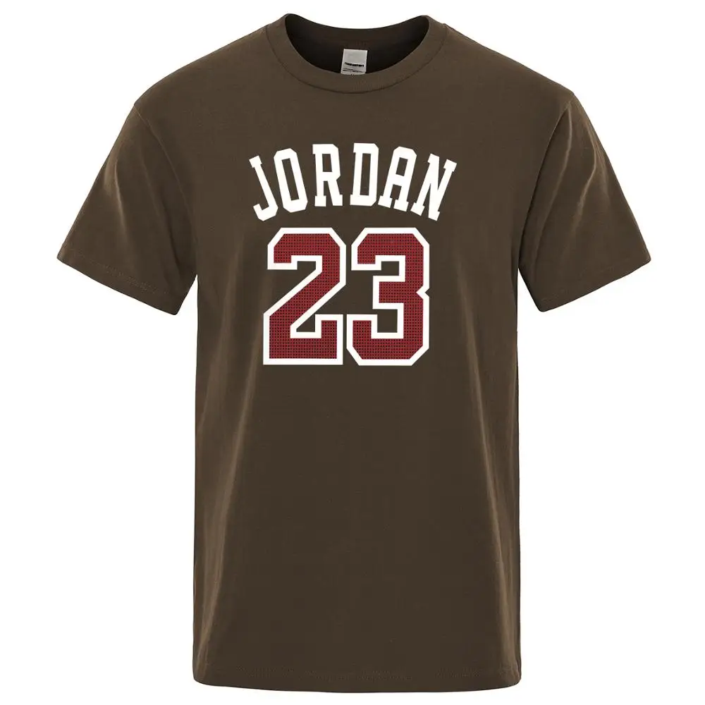 brown 6 Jordan 23 мужские футболки летние футболки мужские повседневные футболки хлопковые топы с круглым вырезом короткий рукав Футболка в стиле хип-хоп размера плюс 3XL - Цвет: brown 6