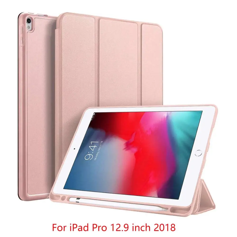 Pink Pro 12.9 2018 DUX DUCIS умный чехол для iPad Air PU кожаный флип Мягкий Чехол для iPad 9,7 Pro 10,5 11 12,9 Mini 5+ карандаш держатель - Цвет: Pink Pro 12.9 2018
