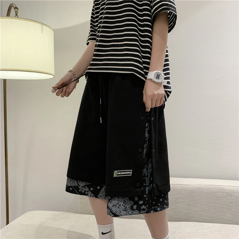 Повседневные спортивные мужские шорты до колен с имитацией двух цветов кешью