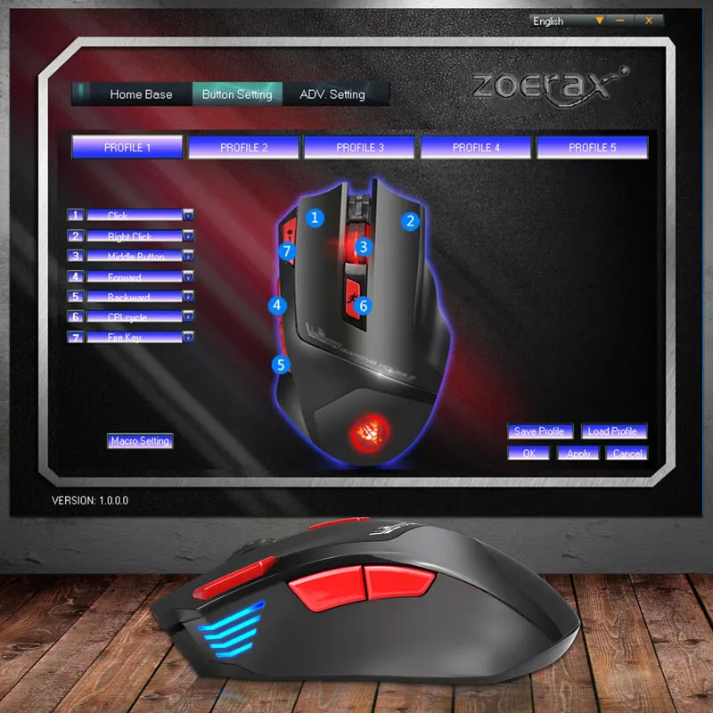 Беспроводная игровая мышь ZoeRax 6000 DPI RGB с 7 программируемыми кнопками встроенная