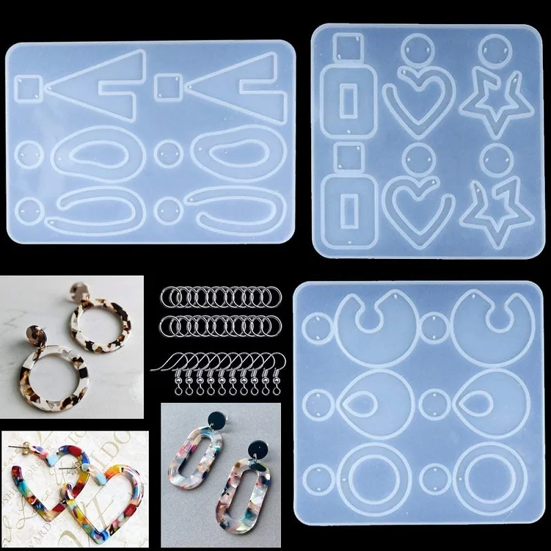 

Silicone Mold Set with Accessories Earrings Ear Pendant Pendant Ornaments Silicone Mold Set Crystal Epoxy Resin Mold