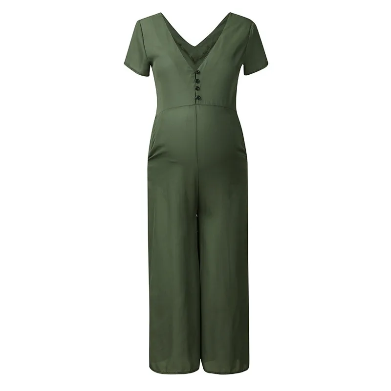 

Maternity Pants Cotton Pregnant Trousers Clothes Loose V-neck Pants Women for Pregnancy Women Overalls Jumpsuit Uniforms