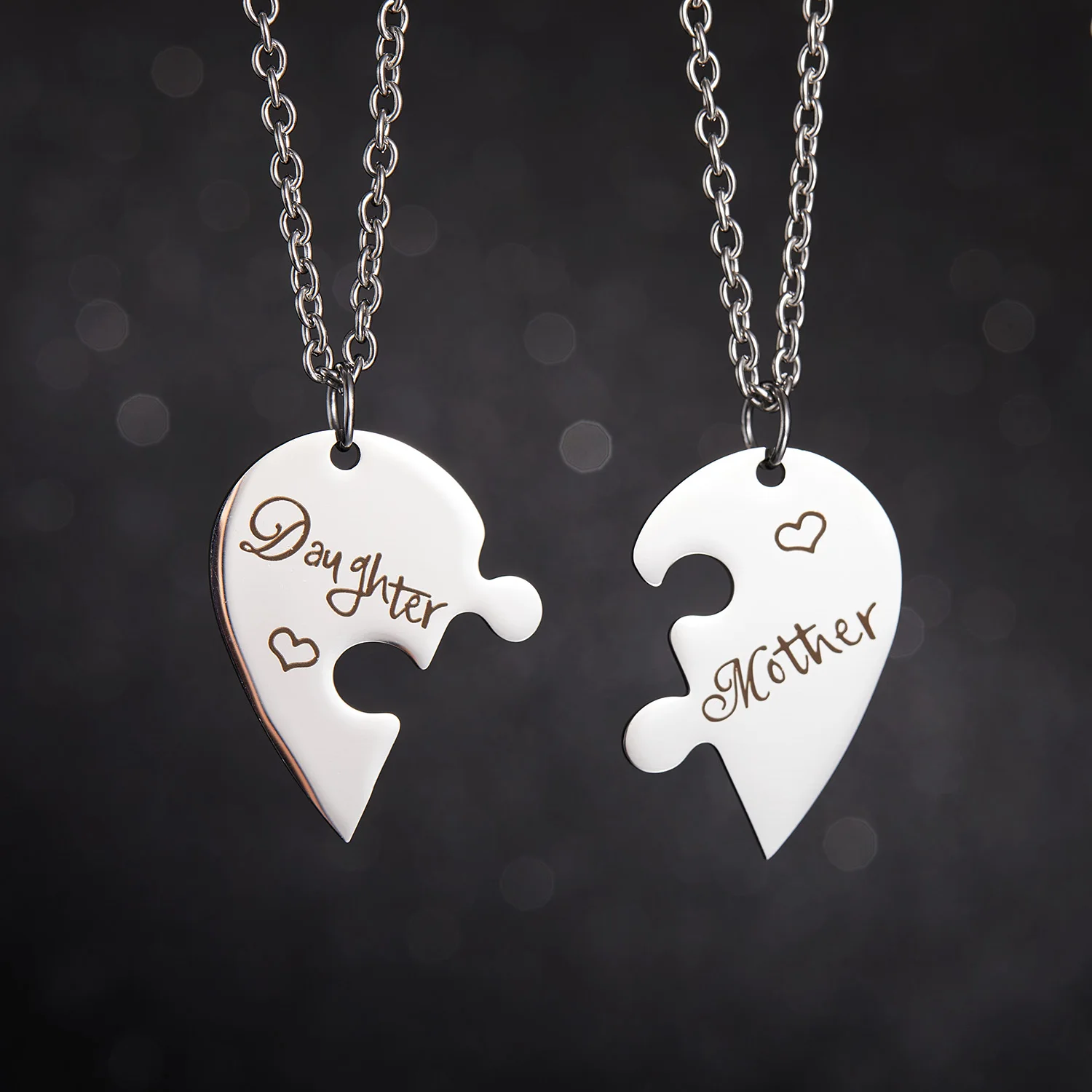 

2Pcs/Set Mother Daughter Love Heart Necklace For Women Stainless Steel I Love You More Couple Choker Jewelry Mother's Day Gifts