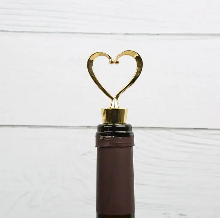 

250pcs Gold Heart Red Wine Stopper for Groomsman Wine Bottle Stopper Wholesale