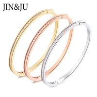jinju high quality fashion jewelry bangle bracelets for women gold color plated bangles aa cubic zircon braceltes birthday gift