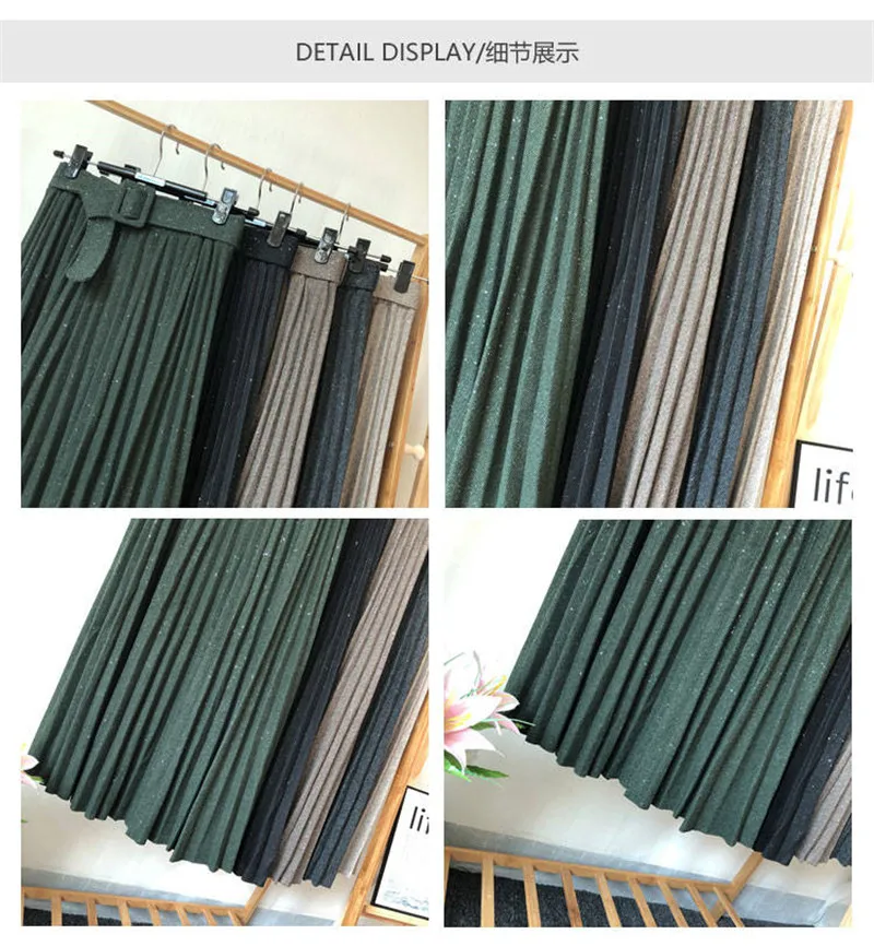 Женская Длинная трикотажная юбка серебристая блестящая плиссированная средней