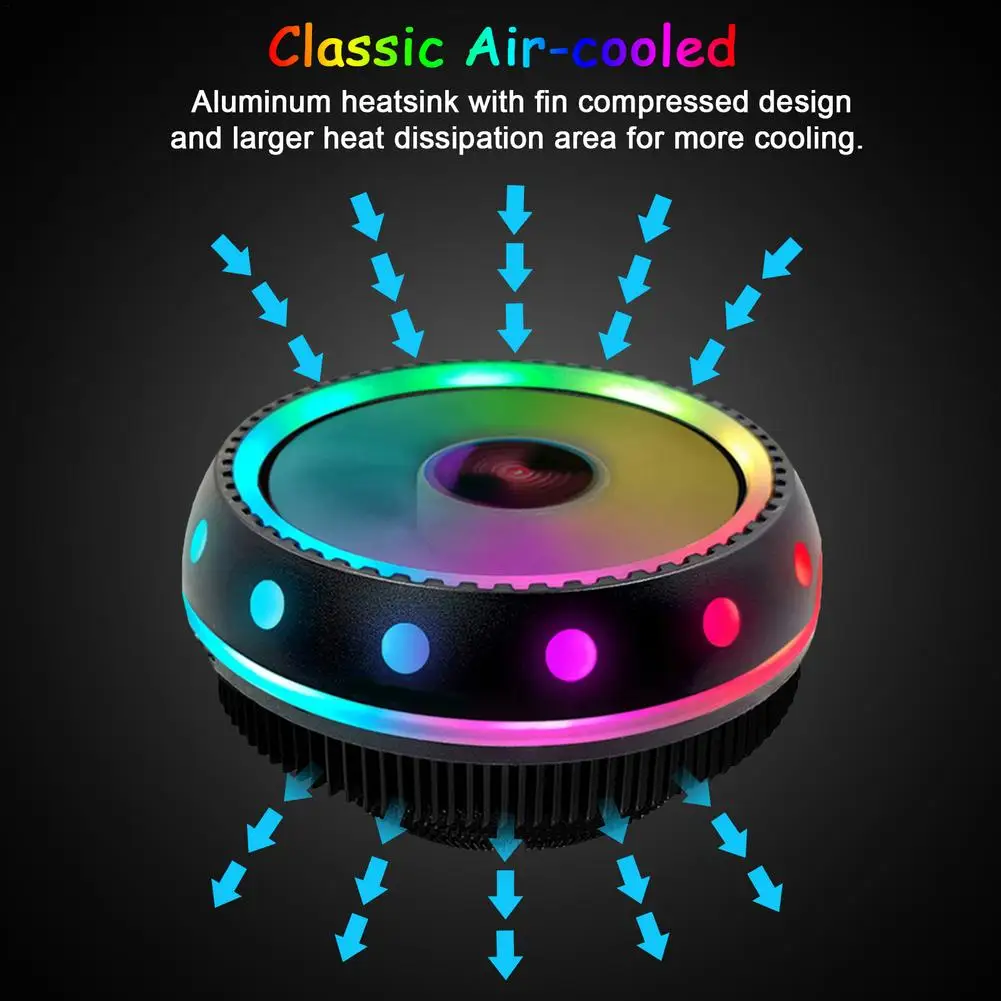 

CPU Cooler Desktop Computer CPU Fan Heatsink Radiator Cooler LED Light Heatsink Cooling Fan For Desktop Computer High Efficient