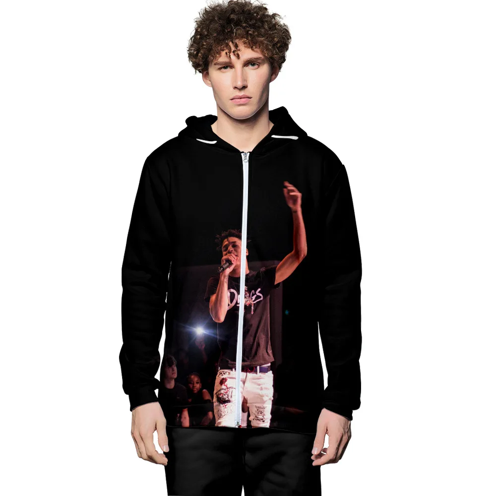 

City Leisure 3D Hooded Zip Cross-border Wholesale NLE Choppa Rapper Surrounding Fashion Cn(origin) Sidno