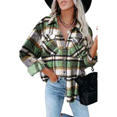 

Women's Plaid Shirts 2021 Autumn Temperament Long Sleeve Lapel Loose Type Shirt