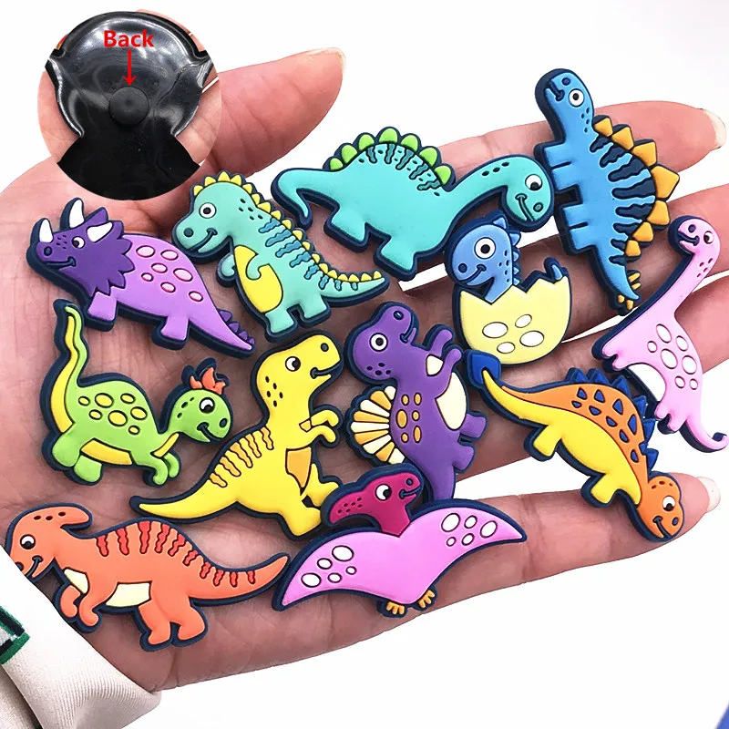 

Hot Sale 1pcs Shoe Charms Novel Dinosaur Shoe Accessories Cute Garden Shoe Decoration for Buckle Kids X-mas boys Gift Croc Jibz