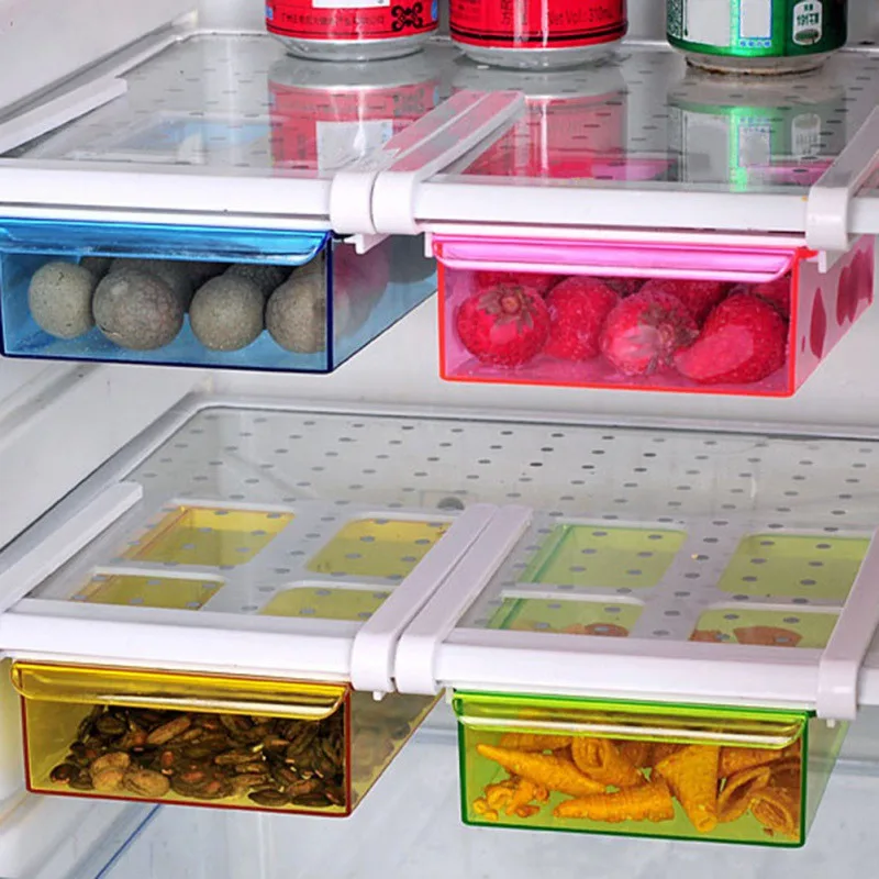 

Adjustable Stretchable Refrigerator Organizer Drawer Baskets Refrigerator Pull-out Drawers Storage Racks Drawers Plastic Storage