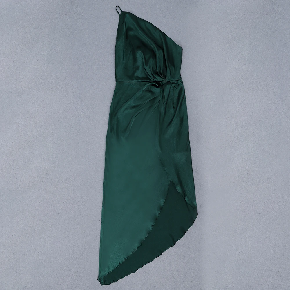 Новинка 2020 женское зеленое облегающее платье на одно плечо без рукавов