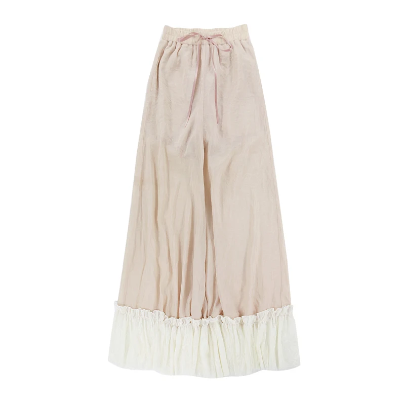 Princess sweet lolita pants Bobon21 Japanese style leg length 2m super slim high lace big hem loose wide leg pants B1866