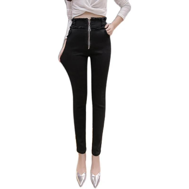 

Jeans women plus velvet thick black leggings women high waist elastic feet pencil pants casual women's pants