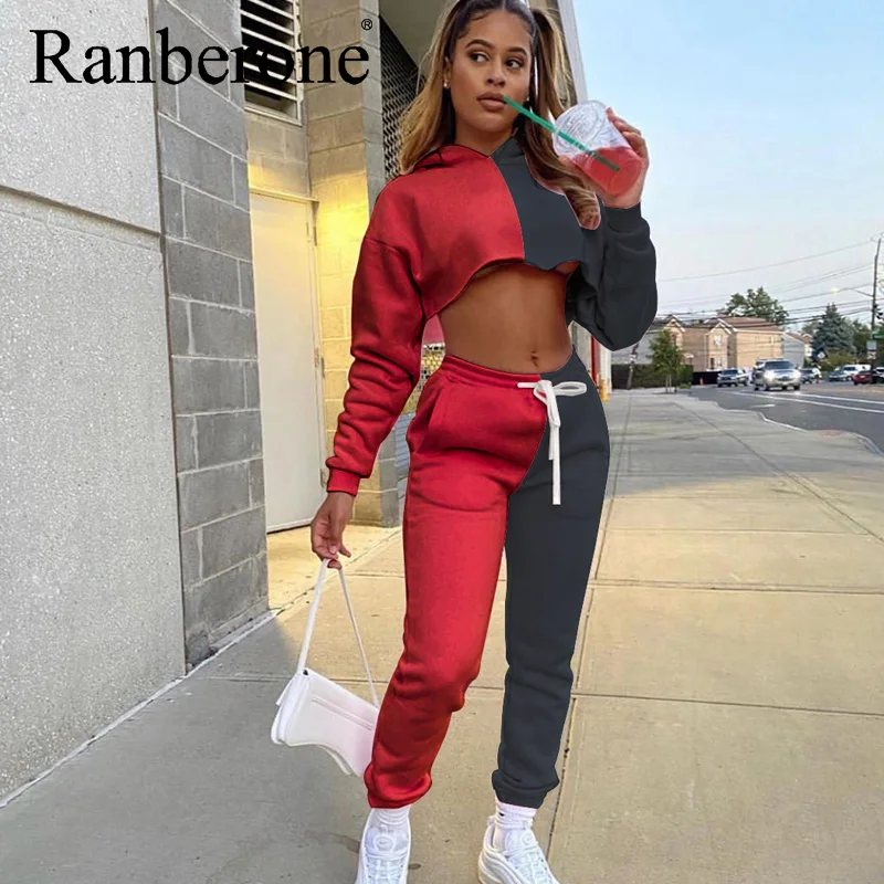 

Ranberone Two Piece Set Women Tracksuits Thick Warm Women Matching Sweaters + Jogging Pants Suits Fitness Outfits 2021