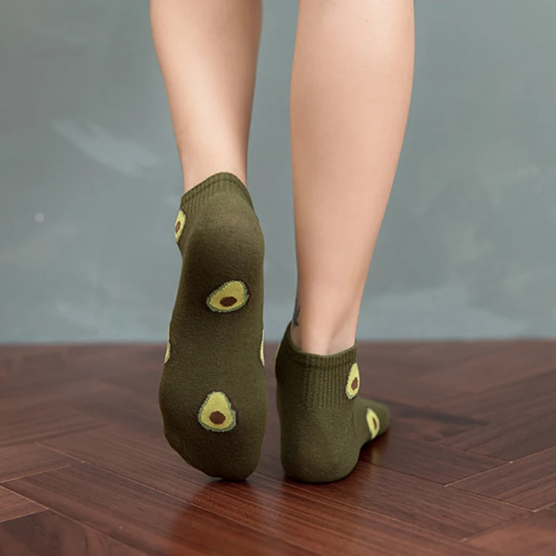 

Fashion Women Fruit Short Socks Green Avocado Shallow Mouth Ankle Socks Summer Breathable Casual Students Cotton Soxs Female