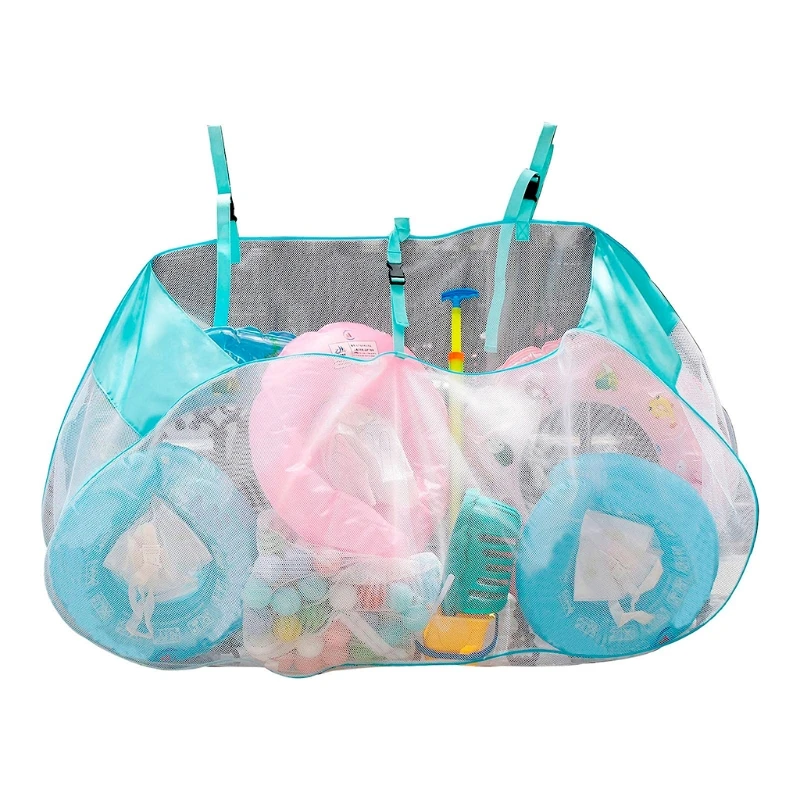 

24BD Swimming Pool Storage Bag Large Capacity Foldable Hook Hanging Mesh Bag