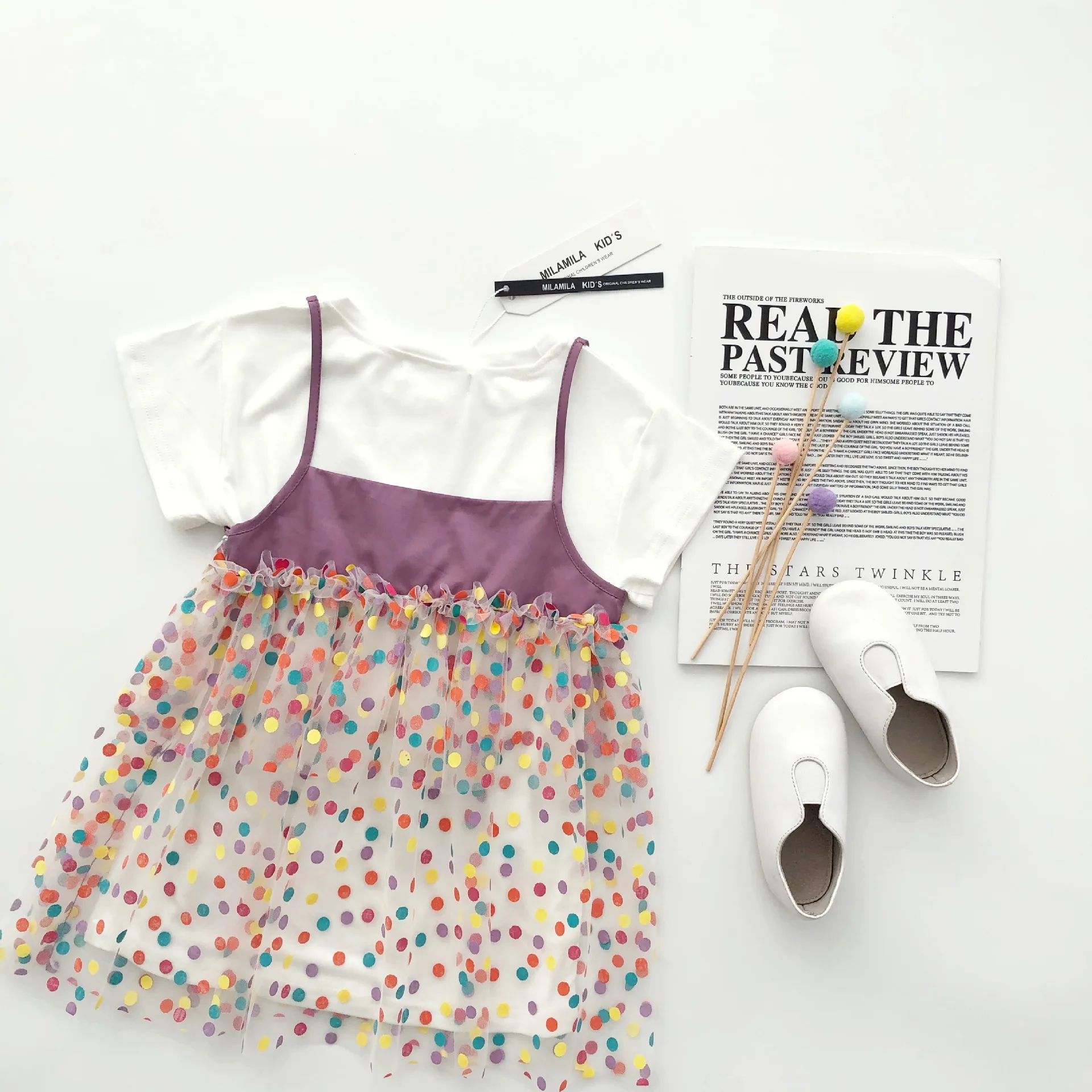 Женское платье с коротким рукавом Tonytaobaby летнее цветное Сетчатое из двух частей |