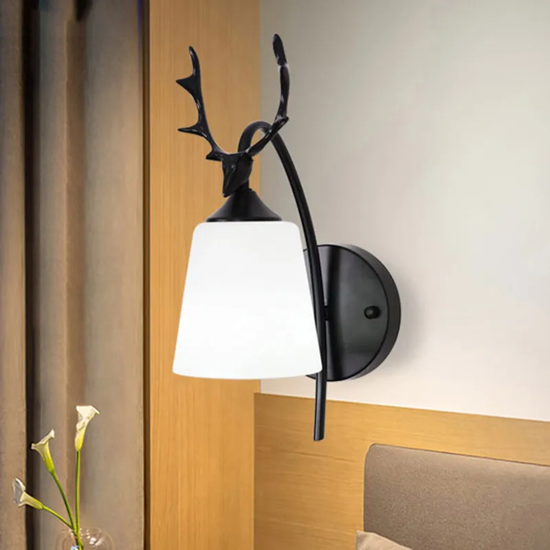 Nordic Creative Light Luxury Bedroom Bedside Wall Lamp Iron Gold Black Antler-Shaped Lamp Aisle Living Room Tv Background Lamp  - buy with discount