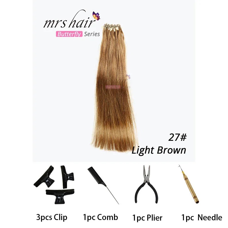 #27 MRSHAIR, прямые волосы на микро-кольцах, 1"-24", 1 г/шт., 50 шт., волосы Remy для наращивания на микро-кольцах - Цвет: #27