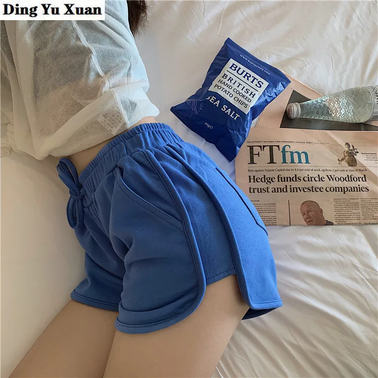 

Летняя спортивная майка на каждый день спортивные шорты для женщин Повседневное эластичные штаны с высокой посадкой свободные укороченные штаны размера плюс беговая дорожка с сборным механизмом; Широкие шорты