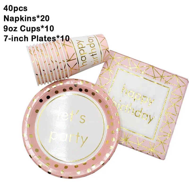 NPC-40pcs 65 шт Свадебные украшения для дня рождения, красные одноразовые столовые приборы, тарелки, бумажные трубочки, принадлежности для вечеринки, сувениры для детского душа - Цвет: NPC-40pcs