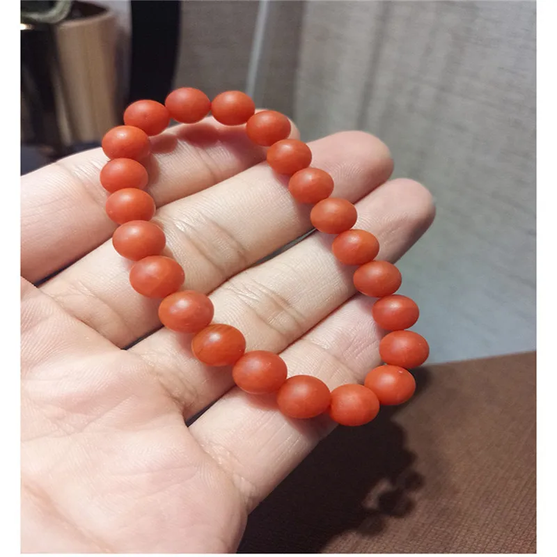

DAIMI Baoshan South Red Agate Bracelet gemstones for Men and Women Full Meat Persimmon Red Bracelet Natural Genuine Elder Gift