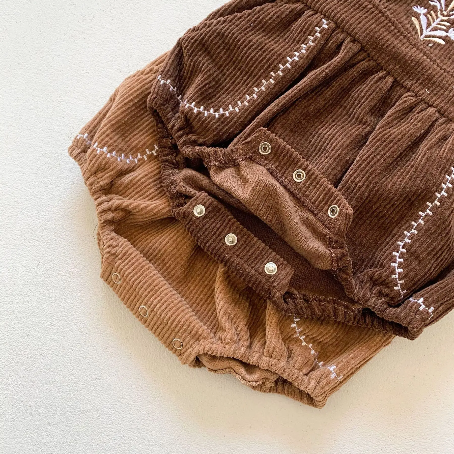 

Koodykids Spring Baby Girl Bodysuits Toddler Girl Outfits Vintage Floral Corduroy Rompers Long Sleeve Shirt Autumn Clothing