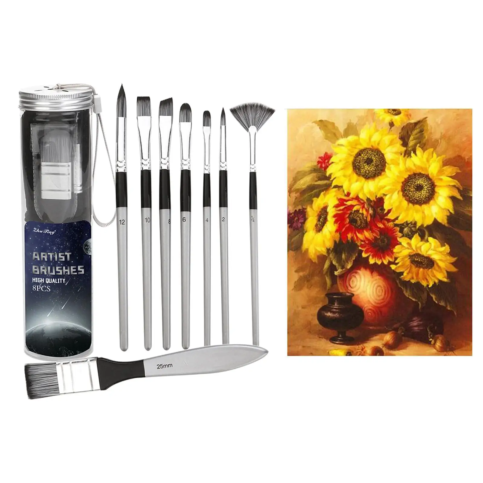 

Набор кистей для рисования, 8 Разных Размеров кистей для рисования с портативным чехлом для акрила, акварели, масла, гуаши, миниатюры