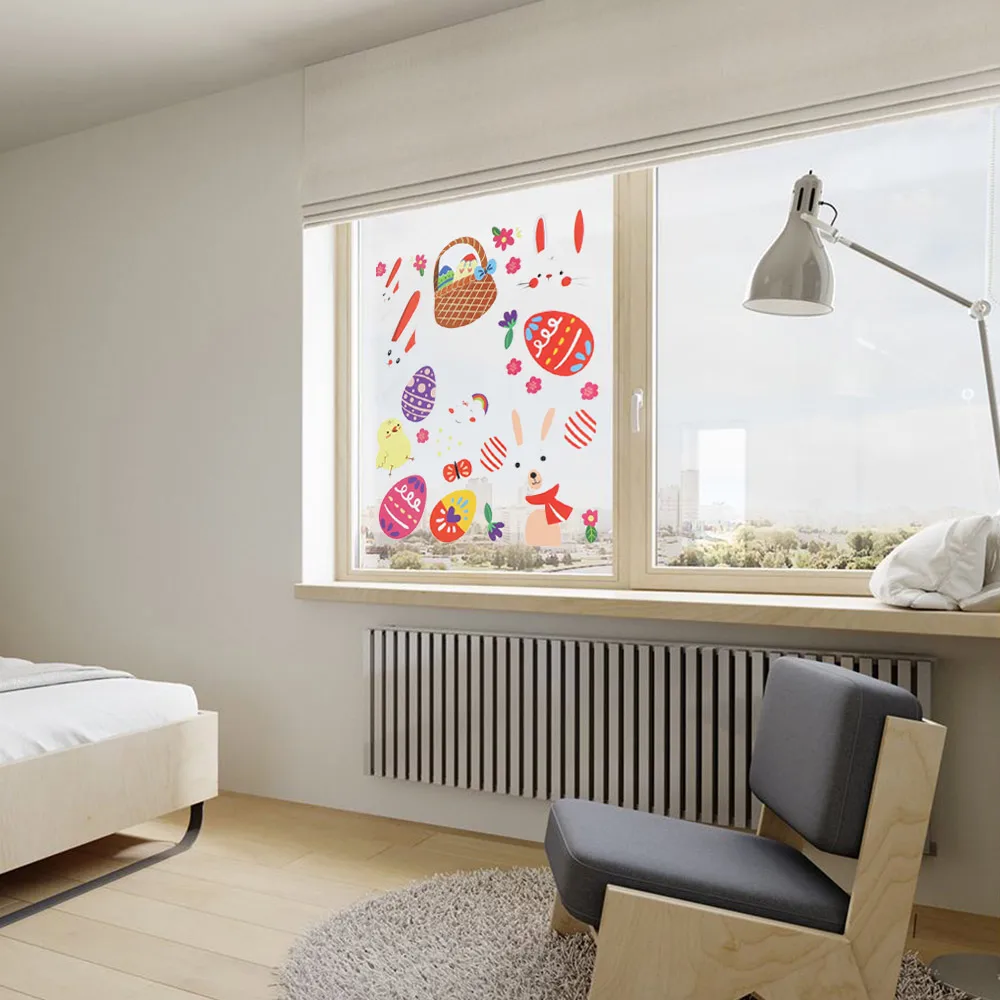 Наклейки на окна с пасхальным яйцом Кроликом 2 листа | Дом и сад