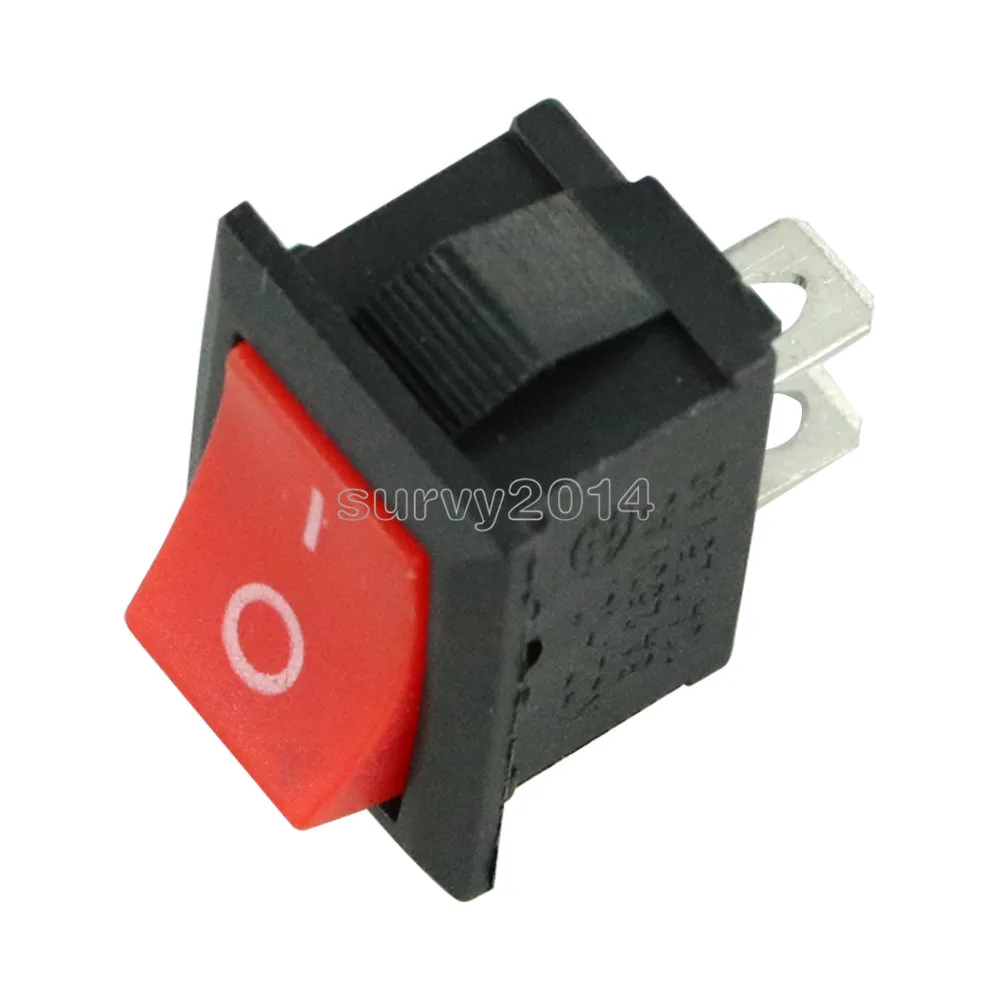 10 шт. новый красный клавишный выключатель 2 штырька Φ 250V 6A Boatlike Switch|Запасные части|