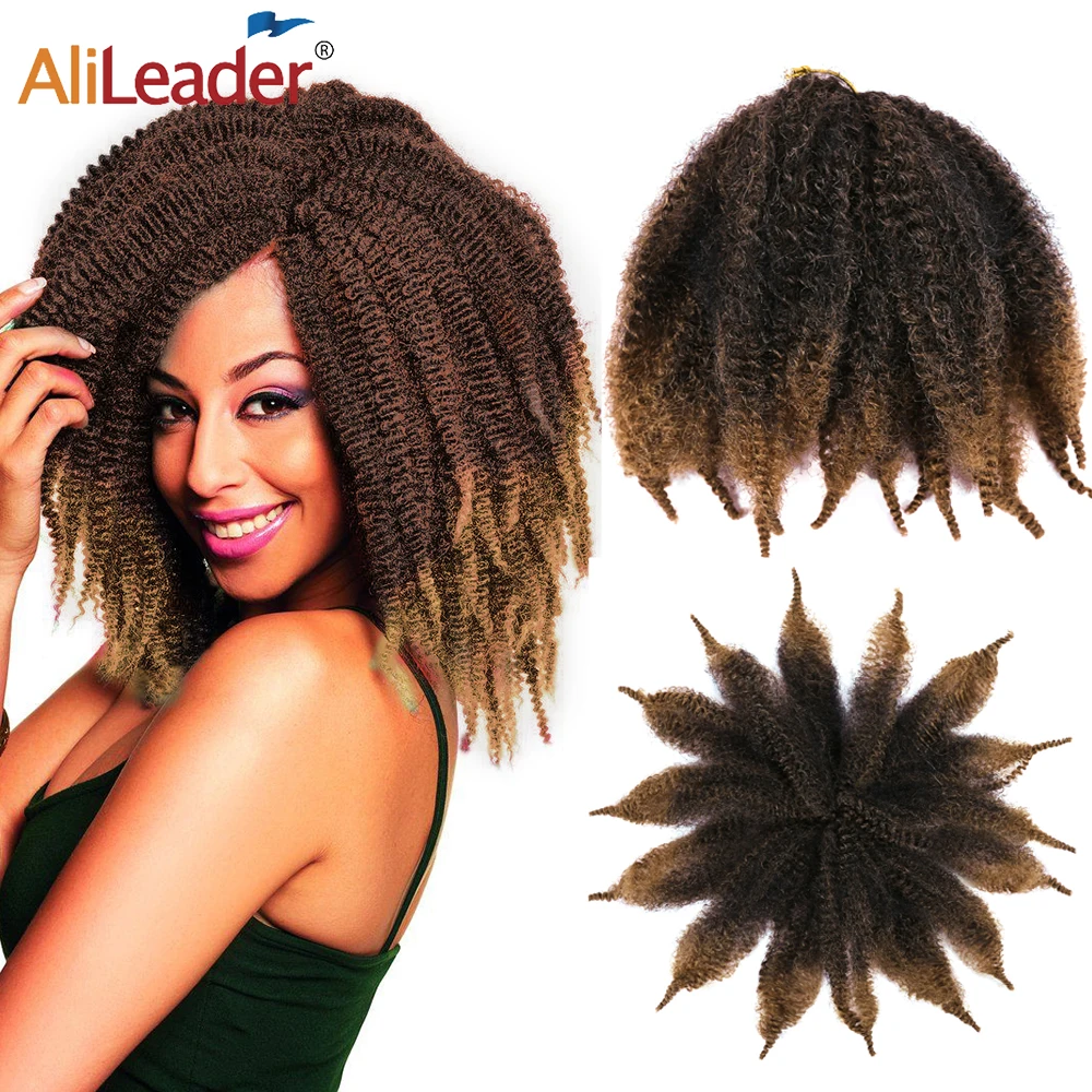 

Alileader Afro Kinky Marley Braid 8" Short Explosive Fluffy Curl Crochet Hair Extensions Yaki Marley Twist Hair For Women