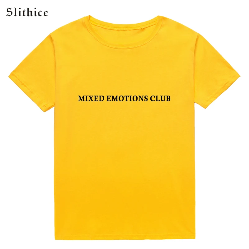 Slithice летние футболки модные с буквенным принтом смешанные эмоции Клубная