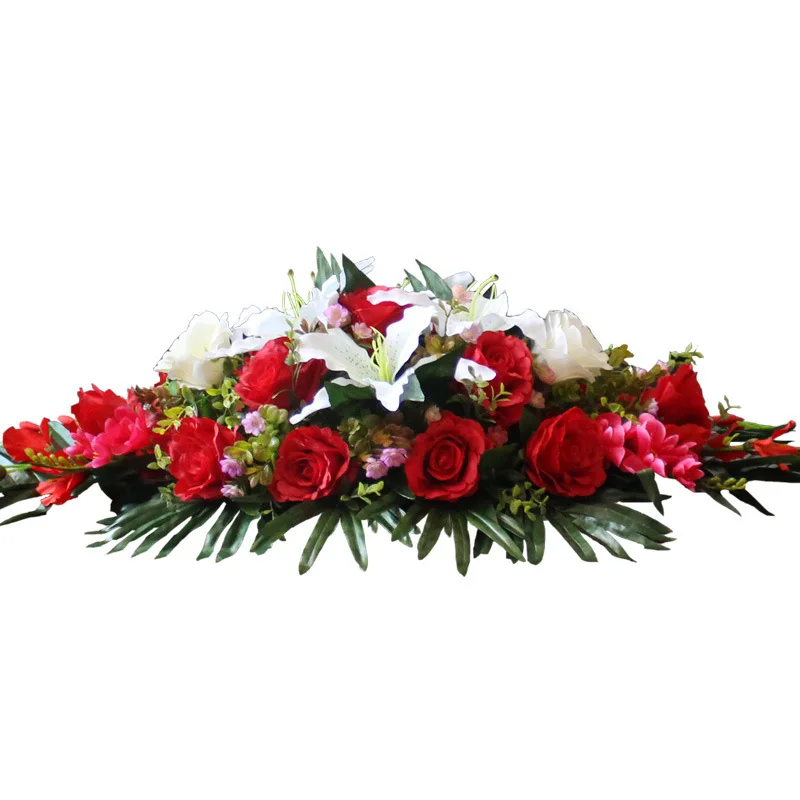 artificial rose lily flower row table runner wedding hotel sign in road lead home Christmas DIY decoration | Дом и сад