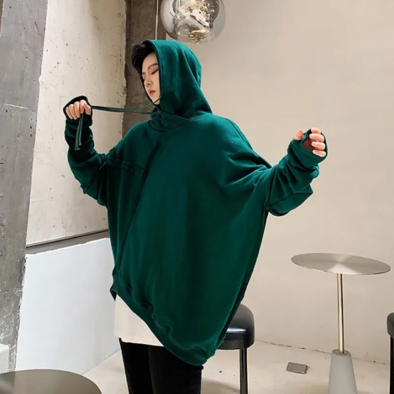

Autumn Mens Loose Batwing Sleeve Hip Hop Hoody Sweatshirt Irregular Pullover Tops Streetwear Hoodie Fashion Sweatshirts
