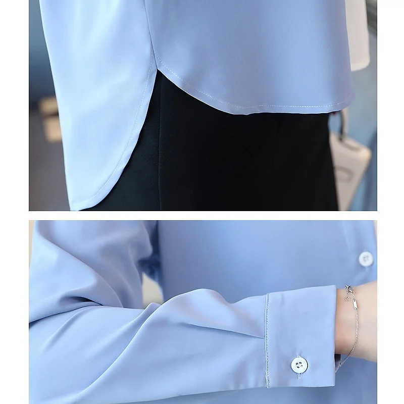 Women Shirts Blouse Long Sleeve Top Stitching Chiffon Blouses Blusas Womens Tops and Blouses
