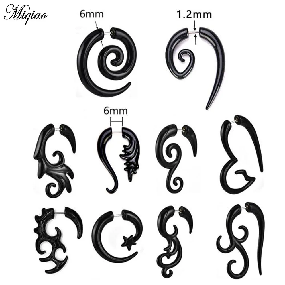 

Miqiao 2 Pcs Body Piercing Jewelry Retro Shaped Black Earrings Acrylic