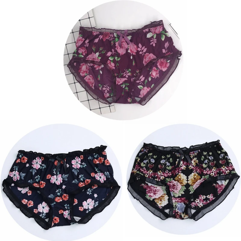3 шт./лот тонкое нижнее белье мягкое дышащее для девочек цветочный принт плюс