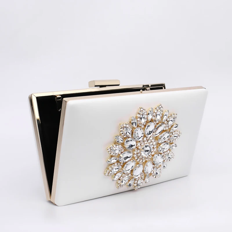 White Women Clutch Bag Wedding Clutch Purse Bridal Evening Crystal Summer Bags for Women 2021 Luxury Small Crossbody Bags images - 6
