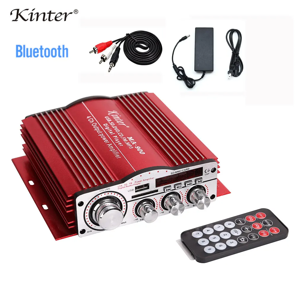 Kinter MA-900 Bluetooth усилитель аудио 4 канала Стерео Усилители звука с поддержкой USB, SD карт памяти, MP3 FM радио поставить DC12V 5A Мощность адаптер